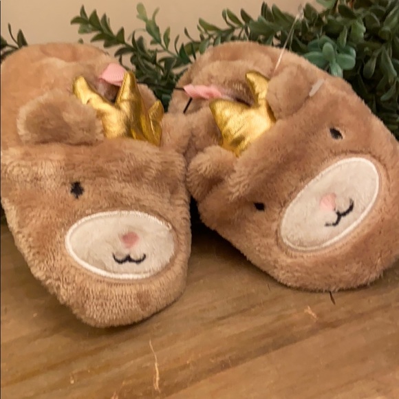 NEW! Toddler Infant Baby Girl Princess Teddy Bear Slippers - Picture 4 of 6